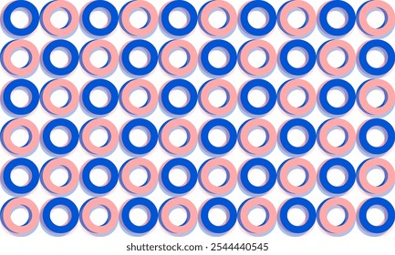 background with circles, Blue and pink polka dot on white background, design for fabric printing as repeat pattern, o ring, chessboard, checkerboard