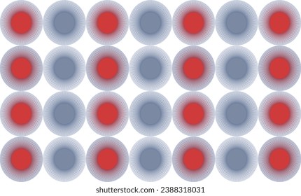 background with circles, Blue and red polka dot on white background, design for fabric printing as repeat pattern, pink sun or star, vertical column