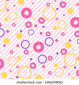 Background with circles. Cute romantic pink vector background in LOL doll surprise style. Decor for children's birthday, girls party, gift wrapping