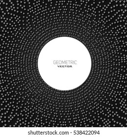 Background with circles. Dots are arranged in a circle. Vector illustration with copyspace.