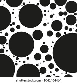Background with circles, dots and points of different scale. Abstract geometric pattern. Black and white vector illustration for creating modern art backgrounds, patterns. Grunge urban style.