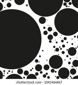 Background with circles, dots and points of different scale. Abstract geometric pattern. Black and white vector illustration for creating modern art backgrounds, patterns. Grunge urban style.