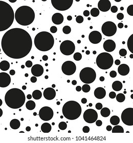 Background with circles, dots and points of different scale. Abstract geometric pattern. Black and white vector illustration for creating modern art backgrounds, patterns. Grunge urban style.