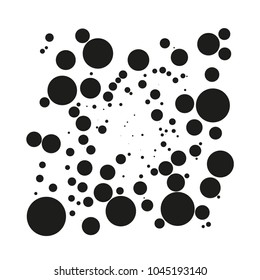 Background with circles, dots and points of different scale. Abstract geometric pattern. Black and white vector illustration for creating modern art backgrounds, patterns. Grunge urban style.