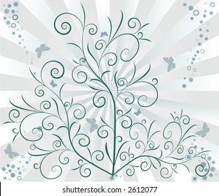 Background with circles and floral elements
