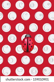 Background of circles and a ladybird in the center