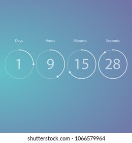 Background with circles and numbers of day, hours, minutes and seconds