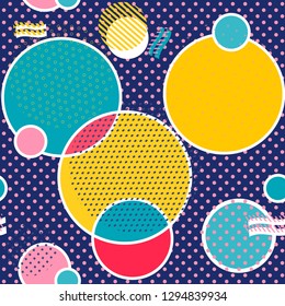 Fondo con círculos. Los círculos de textura colorida abstracta del vector son un patrón sin fisuras.  Patrón ideal para envolver papel, papel pintado y textiles.