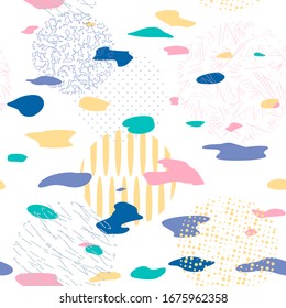 Fondo con círculos. Los círculos de textura colorida abstracta del vector son un patrón sin fisuras.  Patrón ideal para envolver papel, papel pintado y textiles.