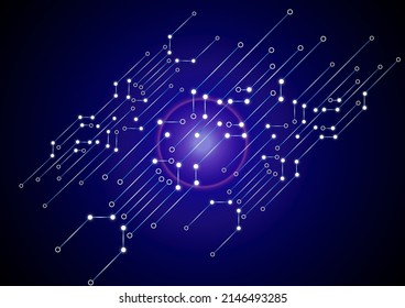 Background circuit, made up of different characteristic lines, self-lighting, moving through the center, purposeful, vector illustration for business advertisement design and wallpaper creation.