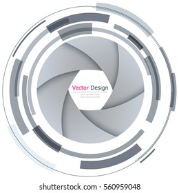 Fondo con diseño de lente abstracta circular, ilustración vectorial.