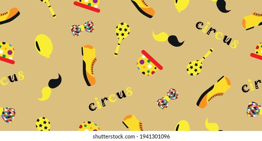 background with circus objects with a predominance of yellow color