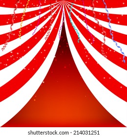 Background circus poster with serpnatinom and confetti. Vector illustration.