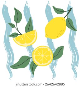 Background with citrus fruits. Bright design for postcard, cover, menu, flyer. Vector illustration.