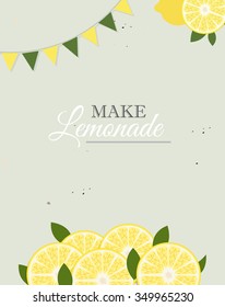 Background with citrus fruits in vector. Lemon, mandarin, lime.