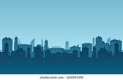 Illustration City Morning Many Buildings Stock Vector (Royalty Free ...