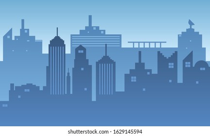 The background of the city with blue sky