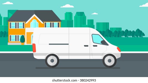 Background City Delivery Truck Stock Vector (Royalty Free) 380242993