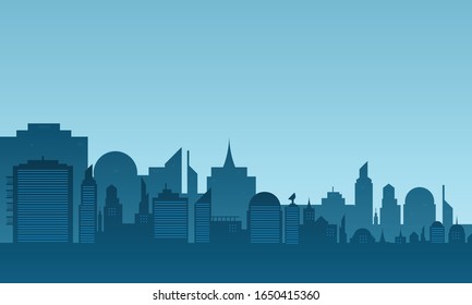 Background city with many buildings in the morning