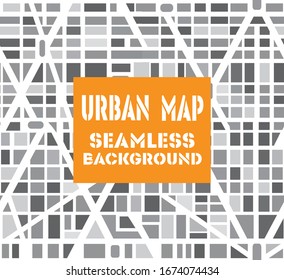 Background city map pattern repeating seamless urban streets, houses and buildings