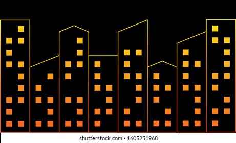 BACKGROUND CITY IN NIGHT, WITH LIGHT BUILDING