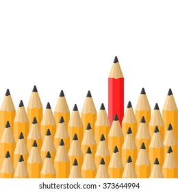 Background with Classic Orange and Red Pencils. Vector