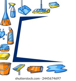 Background with cleaning items. Housekeeping illustration for service and advertising.
