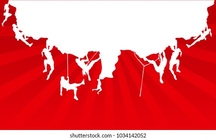 Background of Climber on Cliff Silhouette vector