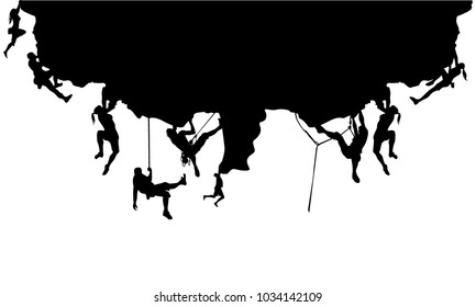 Background of Climber on Cliff Silhouette vector