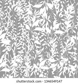 Background of climbing plants and leaves. Abstract black and white ornament. Vintage texture for fabric, tile, wallpaper.