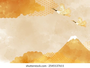 Background Clip Art of Fuji and Crane