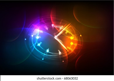 background with clock "made of light" collection