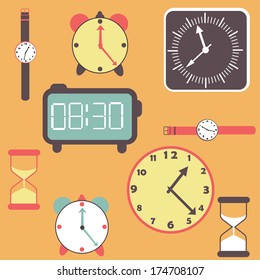 background with clocks and watches