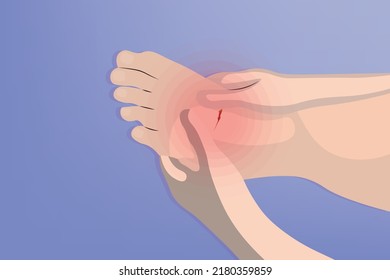 Background of Close up Feet pain with a red scars. Healthcare and Medical concept