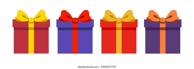 background closed open cartoon flat isolated banner minimal wedding wrapped shadow gold yellow red purple illustration square bow butterfly shop sale elements 1 september teachers day christmas new