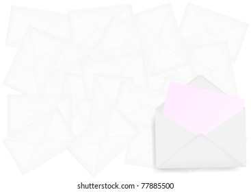 Background - Closed and Open Envelopes on White Background