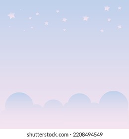 background cloud star ,sugar cotton pink blue clouds and star vector design background.