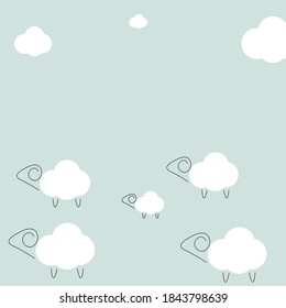 background with clouds and animal lambs. Vector illustration	