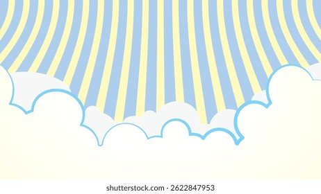 The background of the clouds has a backdrop of alternating colored straight lines.