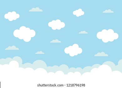 Background with clouds on blue sky. Vector illustration