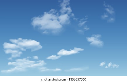 Background with clouds on blue sky. Vector background
