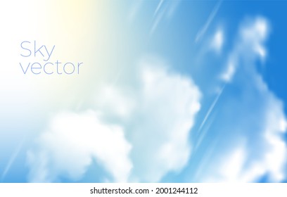 Background with clouds on blue sky. realistic blue sky vector illustration.