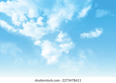 Background with clouds on blue sky. Vector background