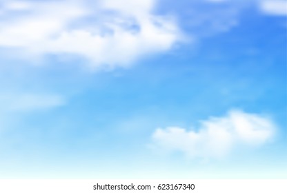 Background with clouds on blue sky. Vector Background