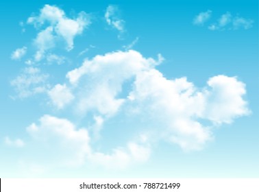 Background with clouds on blue sky. Vector background