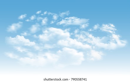 Background with clouds on blue sky. Vector background