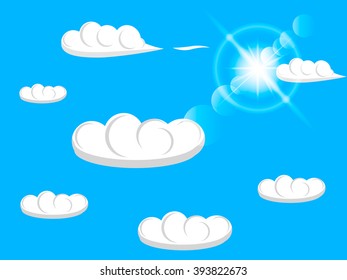 Background of clouds and sun
