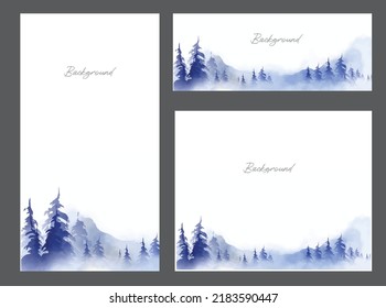 background cloudy and pine of watercolor. watercolor  pine and cloud for poster, wallpaper, art print.