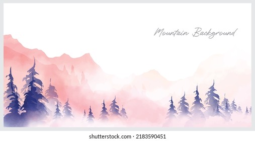 background cloudy and pine of watercolor. watercolor  pine and cloud for poster, wallpaper, art print.
