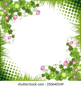 Background with clover and butterflies